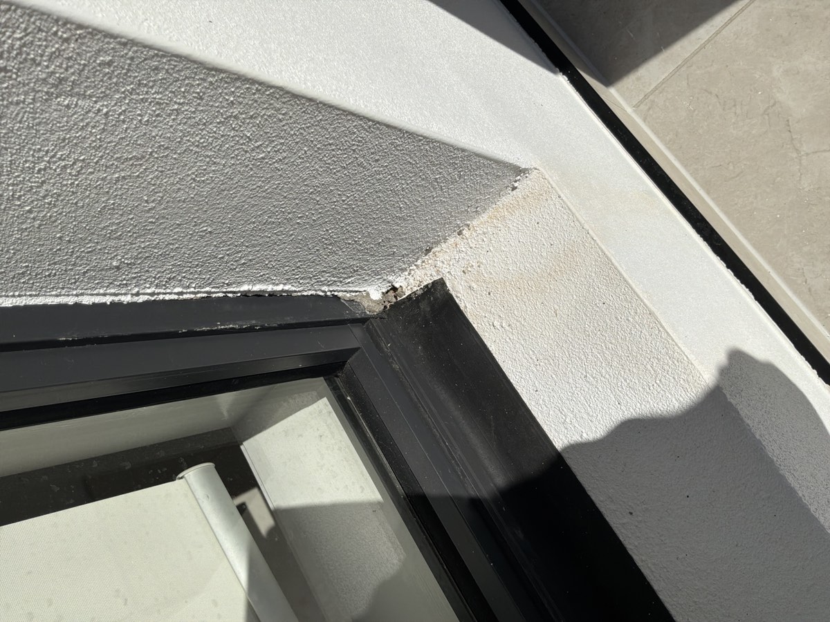 Caulking required to top and sides, recorded during a handover inspection in Riverstone